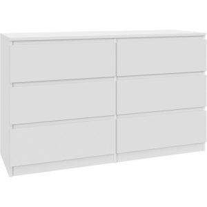 Komoda Biała 120 cm – 6 Szuflad, Przestronna i Funkcjonalna 223385 Komoda Biała 120 cm – 6 Szuflad, Przestronna i Funkcjonalna 223385