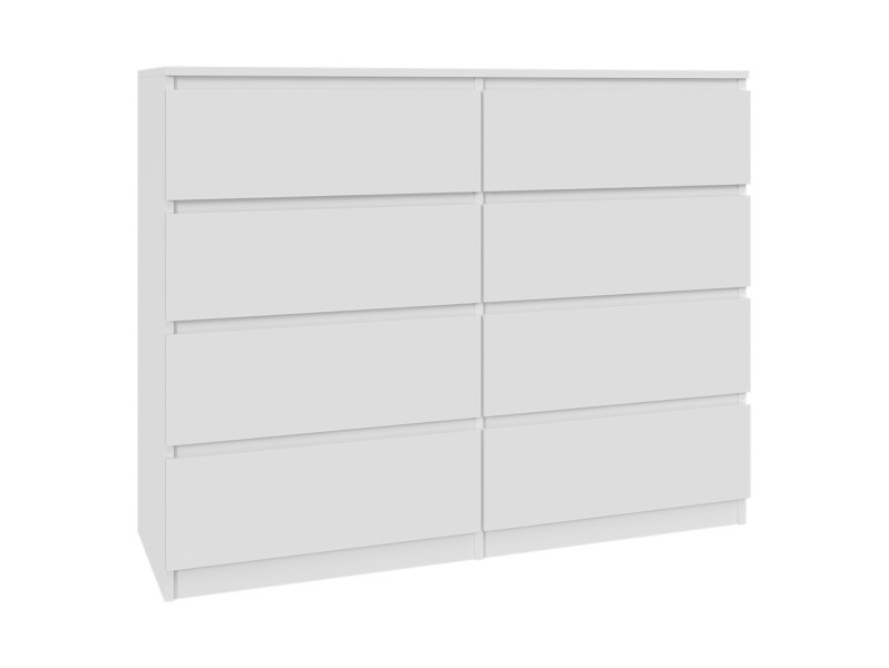 Komoda Biała 120 cm - 8 Szuflad, Przestronna i Funkcjonalna 223350