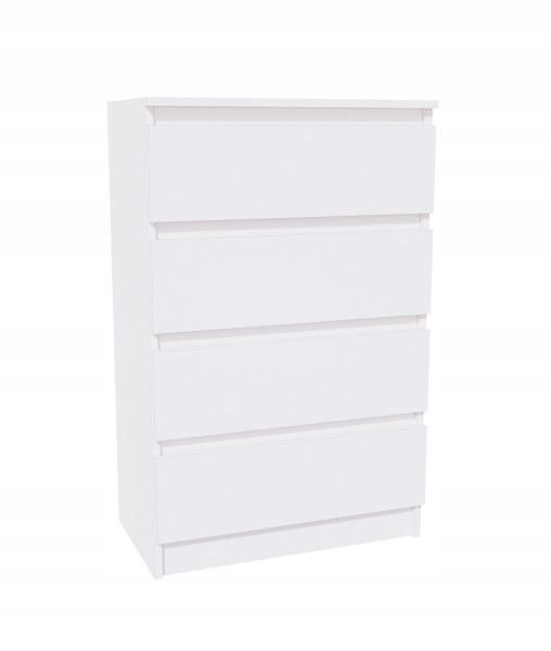 Komoda Biała, 4 Szuflady, Szafka RTV 60 cm, Nowoczesna do Salonu 728450