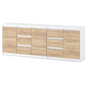 Komoda biała drewniana 200cm 6 szuflad do sypialni salonu 375482