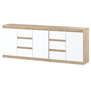 Komoda biała drewniana do sypialni 6 szuflad 200cm pojemna 375561