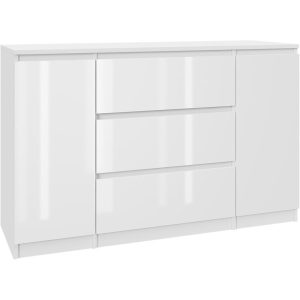 Komoda Biała Lakierowana 120 cm – 3 szuflady i 2 szafki 223512