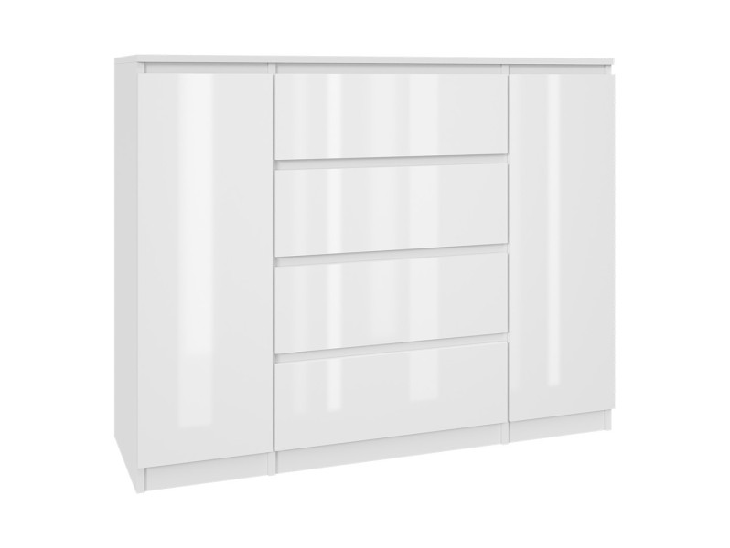Komoda Biała Lakierowana 120 cm - 4 szuflady i 2 szafki 223514