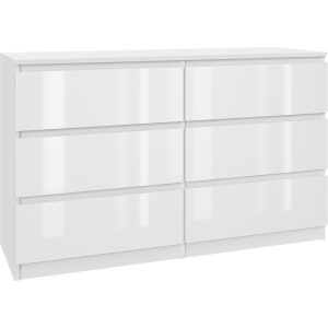 KOMODA Biała Lakierowana 120 cm – 6 pojemnych szuflad 309040