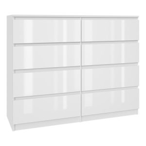 Komoda Biała Lakierowana 120 cm – 8 Szuflad, Nowoczesna 223371