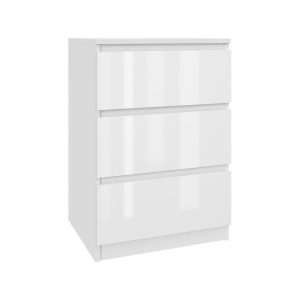 Komoda Biała Lakierowana 50 cm z 3 Szufladami – Nowoczesna 223365