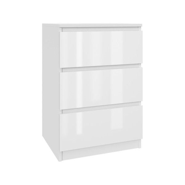 Komoda Biała Lakierowana 50 cm z 3 Szufladami - Nowoczesna 223365