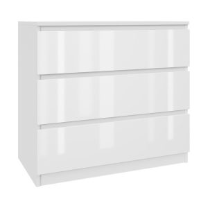 Komoda Biała Lakierowana 80 cm z 3 Szufladami – Nowoczesna 223356
