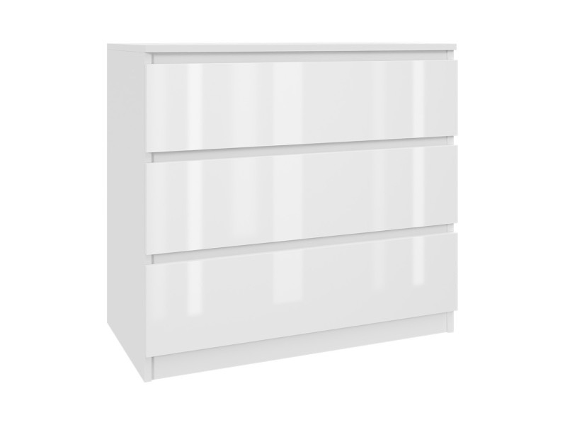 Komoda Biała Lakierowana 80 cm z 3 Szufladami - Nowoczesna 223356