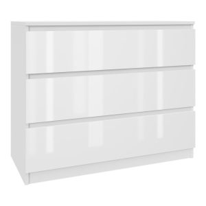 Komoda Biała Lakierowana 90 cm z 3 Szufladami – Nowoczesna 223362