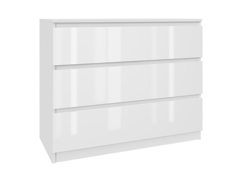 Komoda Biała Lakierowana 90 cm z 3 Szufladami - Nowoczesna 223362