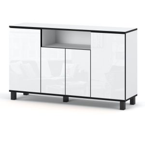 Komoda biała połysk 140cm bruno pojemna szafka rtv salon 377021