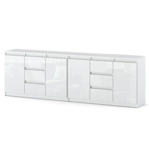 Komoda biała połysk glamour duża szafka szuflady 240cm 595350