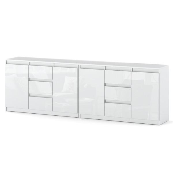 Komoda biała połysk glamour duża szafka szuflady 240cm 595350