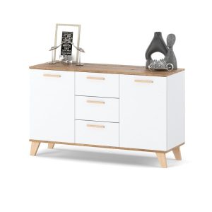 Komoda biała skandynawska olivier 120cm szafka 3 szuflady 378070