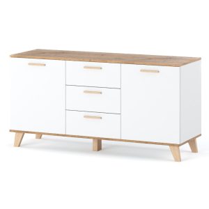 Komoda biała skandynawska olivier 150cm szafka 3 szuflady 377120