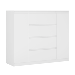 Komoda, Biały Matowy, 120 x 39 x 101 cm, 2 drzwi, 4 szuflady 357181 Komoda, Biały Matowy, 120 x 39 x 101 cm, 2 drzwi, 4 szuflady 357181