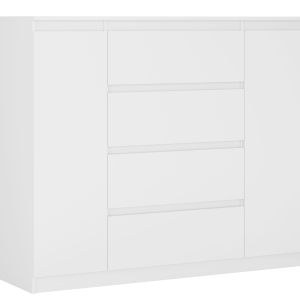 Komoda, Biały Matowy, 140 x 39 x 101 cm, 2 drzwi, 4 szuflady 357389 Komoda, Biały Matowy, 140 x 39 x 101 cm, 2 drzwi, 4 szuflady 357389