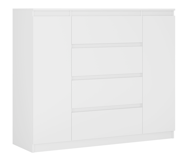 Komoda, Biały Matowy, 140 x 39 x 101 cm, 2 drzwi, 4 szuflady 357389