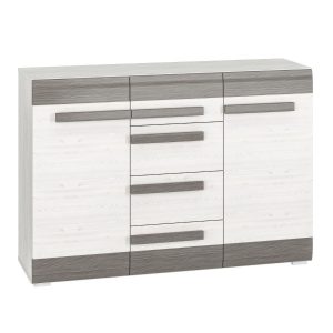 Komoda BIANKA 2D4S 138 sosna śnieżna/szara 276575 Komoda BIANKA 2D4S 138 sosna śnieżna/szara 276575