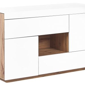 Komoda biurko 2 w 1 szuflady szafki półka biała 280180 Komoda biurko 2 w 1 szuflady szafki półka biała 280180