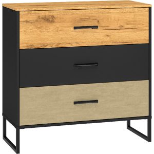 Komoda BLINT 05 dąb craft złoty / czarny / stal premium 246624 Komoda BLINT 05 dąb craft złoty / czarny / stal premium 246624