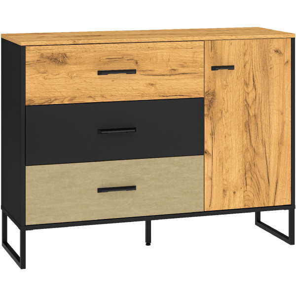 Komoda BLINT 06 dąb craft złoty / czarny / stal premium 246633