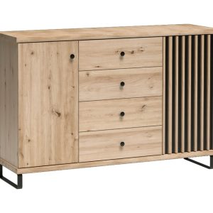 Komoda CALI C-4 z metalowymi nogami szufladami i lamelami dąb artisan 134788