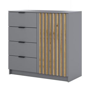 Komoda Canto Lamel 100 cm, kolor szary i wotan 963670
