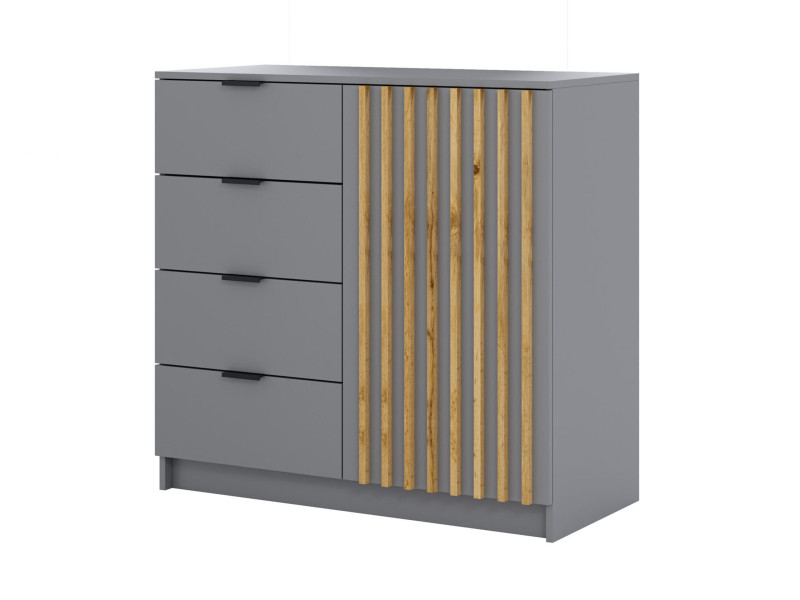 Komoda Canto Lamel 100 cm, kolor szary i wotan 963670
