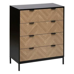 Komoda Chevrons 4 szuflady z efektem drewna w jodełkę 685150