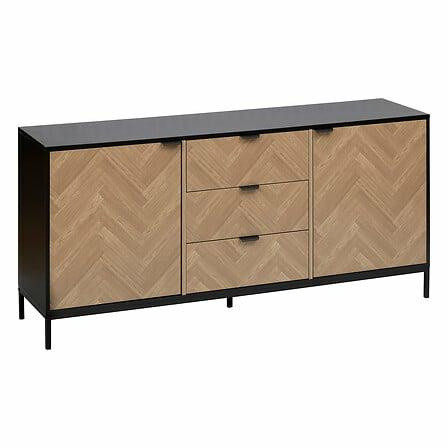 Komoda Chevrons z efektem drewna 3 szuflady i 2 szafki 685149