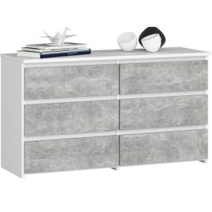KOMODA CL100 6SZ PK BIAŁA / BETON 662992