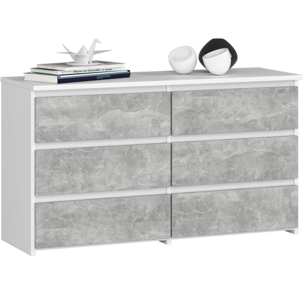 KOMODA CL100 6SZ PK BIAŁA / BETON 662992