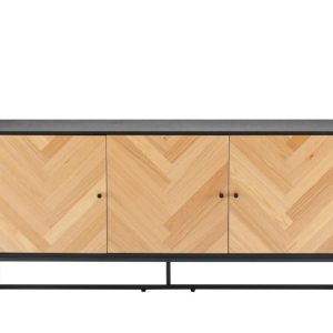 KOMODA Clar Z 3 SZAFKAMI w jodełkę dębowa czarna 218567