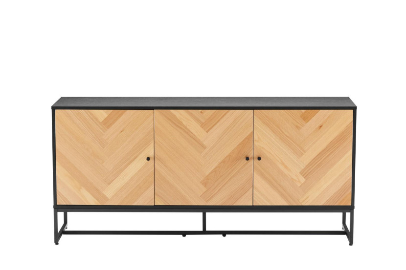 KOMODA Clar Z 3 SZAFKAMI w jodełkę dębowa czarna 218567