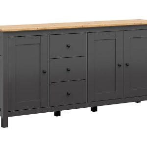Komoda Claudio 199 cm z 3 drzwiami i 3 szufladami grafit/dąb artisan 812223 Komoda Claudio 199 cm z 3 drzwiami i 3 szufladami grafit/dąb artisan 812223