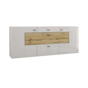 Komoda COBY 170 2D2S 1KL biały połysk/dąb wotan 1002668 Komoda COBY 170 2D2S 1KL biały połysk/dąb wotan 1002668