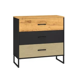 Komoda COLIN 05 3S 90 dąb złoty craft/czarna 664670 Komoda COLIN 05 3S 90 dąb złoty craft/czarna 664670