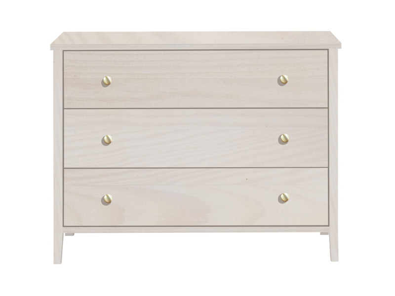 Komoda Colorado Gold I drewniana, 3 szuflady, kolor bielony 669920
