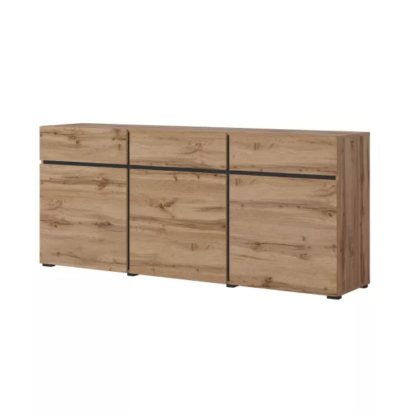Komoda CROSS 3D3S 180cm dąb wotan/czarna 525401