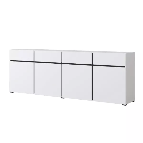 Komoda CROSS 4D4S 230cm biała/czarna 525400