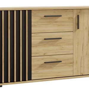 Komoda czarna – dąb craft z szufladami drzwiami MONTANA 140 2D3SZ 917718