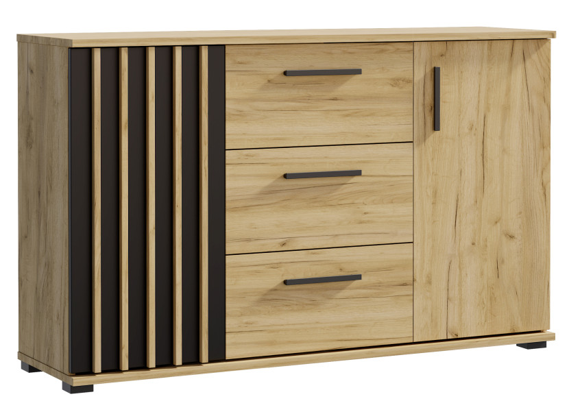 Komoda czarna - dąb craft z szufladami drzwiami MONTANA 140 2D3SZ 917718
