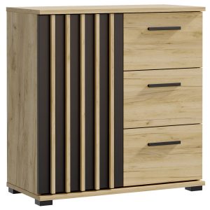 Komoda czarny-dąb craft z szufladami i uchwytami MONTANA 80 1D3SZ 917715