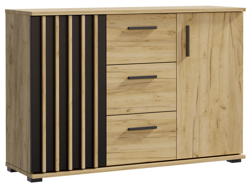 Komoda dąb craft-czarny z szufladami uchwytami MONTANA 120 2D3SZ 917716
