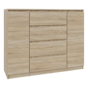 Komoda Dąb Sonoma 120 cm – 4 szuflady i 2 szafki 223511 Komoda Dąb Sonoma 120 cm – 4 szuflady i 2 szafki 223511