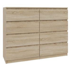 Komoda Dąb Sonoma 120 cm – 8 Szuflad, nowoczesny design 223369 Komoda Dąb Sonoma 120 cm – 8 Szuflad, nowoczesny design 223369