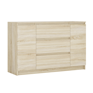 Komoda, Dąb Sonoma, 120 x 39 x 78 cm, 2 drzwi, 3 szuflady 357179 Komoda, Dąb Sonoma, 120 x 39 x 78 cm, 2 drzwi, 3 szuflady 357179