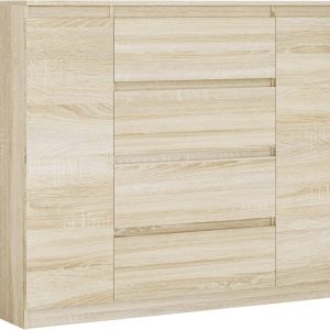 Komoda, Dąb Sonoma, 140 x 39 x 101 cm, 2 drzwi, 4 szuflady 357392 Komoda, Dąb Sonoma, 140 x 39 x 101 cm, 2 drzwi, 4 szuflady 357392